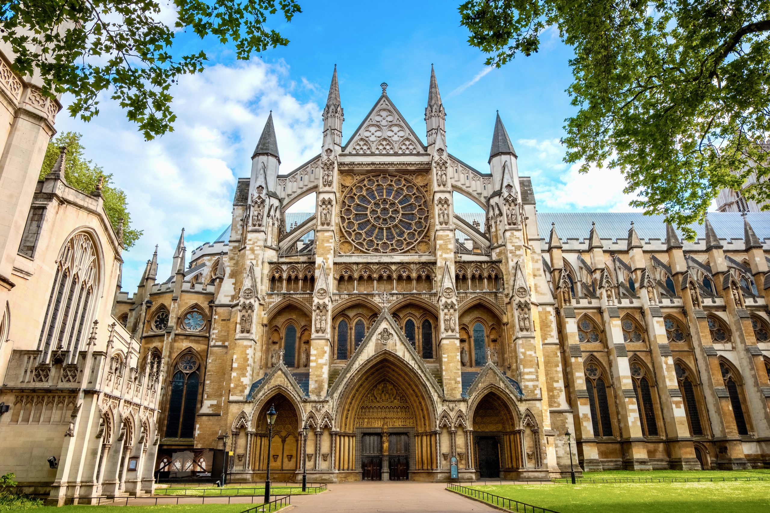 London, UK - May 13 2018: Westminster Abbey is one of the United Kingdom's most notable religious buildings and the traditional place of coronation and burial site for English and, later, British monarchs