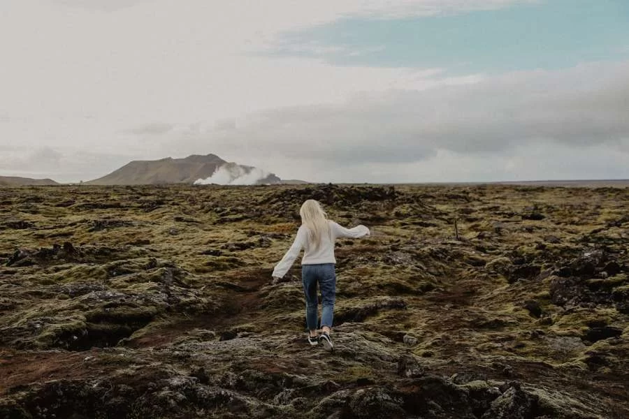 Iceland mountain with a solo girl