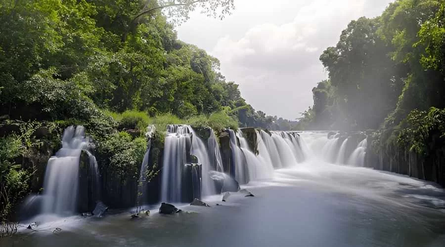 Pha Suam attractive waterfalls in Laos